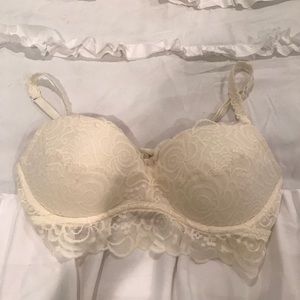 Cream lace PINK padded bralette size M